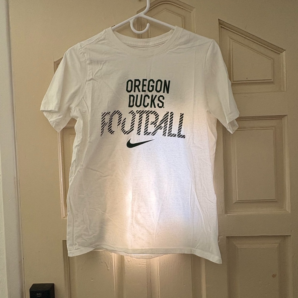 Nike White T‑Shirt with Dark Green Print